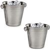 Acan Tradineur - Confezione da 2 secchielli in acciaio inox, diametro 14 cm, secchiello per cubetti di ghiaccio con manici, finitura opaca