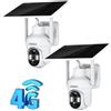 Xega 4G LTE Telecamera SIM Esterno con Pannello Solare, 2K HD PTZ Telecamere Sen