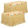 Fovths Luau - Confezione da 2 gonne da tavolo in erba naturale 2 m x 75 cm, per feste tropicali hawaiane, feste in costume, colore: giallo paglierino
