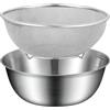 Generico Set scolapasta in acciaio inossidabile, acciaio robusto, 1 set, filtro a rete da cucina, scolapiatti, facile da pulire, per pasta cotta, frutta, verdura, cereali, cucina, casa, appartamento