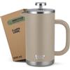 Campo Libre.® GIORGIO - French Press in Acciaio Inossidabile, Doppia Parete Isolata - Caffettiera Francese con Filtro di Ricambio - Lavabile in Lavastoviglie - Beige, 600ml