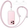 caslord Cordino per Cellulare con 2 Trasparente Patch Universali | Adatto con Tutti Gli Smartphone e Maggior Parte delle Custodia | 1,6 m Regolabile e Rimovibile | Oro rosa