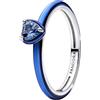 PANDORA Heart sterling silver ring with blue crystal and blue enamel