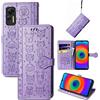 JIUNINE Cover per Ulefone Note 14 / Note 14 Pro, Custodia Libro in Pelle Portafoglio Flip Case Antiurto con Modello di Cane e Gatto [Porta Carte] [Magnetica] per Ulefone Note 14 Pro, Viola