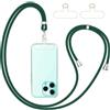 caslord Cordino per Cellulare con 2 Trasparente Patch Universali | Adatto con Tutti Gli Smartphone e Maggior Parte delle Custodia | 1,6 m Regolabile e Rimovibile | Verde scuro