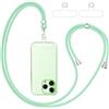 caslord Cordino per Cellulare con 2 Trasparente Patch Universali | Adatto con Tutti Gli Smartphone e Maggior Parte delle Custodia | 1,6 m Regolabile e Rimovibile | Verde menta