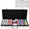 SUBTLETY Set da poker con custodia in alluminio 500 fiche da poker laser Set da poker professionale incluso 2X mazzi di carte da poker, 3X pulsanti del dealer, 5X dadi, 2X chiavi (Argento)