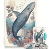 JIANGENNF Puzzle per adolescenti da 1000 pezzi con balena meraviglioso gioco per famiglie da assemblare per rafforzare l'amore tra le coppie 38x52cm