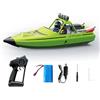 SpedUpX Nuova barca RC 725 con luci a LED, 2,4 GHz, telecomando per laghi e piscine, acqua salata, ad alta velocità RC Sport Jet B-oat RTR per adulti regali giocattoli (verde)