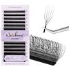 Natuhana 5D U Extension Ciglia 0.07mm C/D/L/LU Curl Forma U Ciglia Finte Ciuffetti Naturali Premade Fan Eyelash Extensions Volume Russo Professionale(Nero,0.07C,8-12mm)