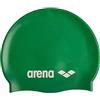 Arena Cuffia da nuoto classica unisex in morbido silicone, per donne e uomini, per allenamento intensivo e corsa, confortevole, antiscivolo, per nuoto con capelli lunghi, colore: verde