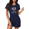 Jahetuul Camicia da Notte Donna Cotone Manica Corta con Stampa Cuori