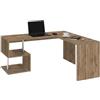 Dmora - Scrivania Sasha, Scrittoio angolare porta PC, Tavolo multiuso per ufficio, Scrivania salvaspazio multiposizione, 100% Made in Italy, cm 160x60h78, Rovere