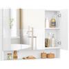 VASAGLE KAILYN Collezione - Armadietto Bagno da Parete con Ante a Specchio, Mobiletto Pensile Bagno, Ripiani Regolabili, Stile Moderno, 16,5 x 90 x 75 cm, Bianco Nuvola BBK130W01