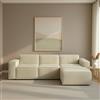 Talamo Italia - Divano fisso con penisola Giovanna, Divano componibile con penisola destra, Sofà moderno in tessuto, 100% Made in Italy, Cm 300x170h70, Beige