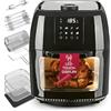 GOURMETmaxx Friggitrice digitale XXL ad aria calda 9 litri | Frittura senza grassi, con spiedo rotante per pollo e shashlik | Friggitrice, forno e grill rotante in un unico apparecchio