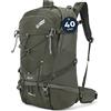 Terra Peak® Zaino da Trekking 40 litri uomo donna verde olive FLEX 40 GRANDE - Zaino da escursionismo, viaggio sportivo e montagna da esterno ergonomico e impermeabile Hiking e escursioni traspirante