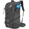 Terra Peak® Zaino da Trekking 40 litri uomo donna grigio FLEX 40 GRANDE - Zaino da escursionismo, viaggio sportivo e montagna da esterno ergonomico e impermeabile per Hiking e escursioni, traspirante