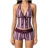 Generico Tankini Donna 2026 Mare Stampa a retrò Costume Due Pezzi Push Up Costumi da Bagno Tankini Imbottito Reggiseno Sexy e Slip da Bagno Per Spiaggia Vacanze E Piscina (D-Rose Gold, S)