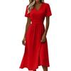 Generic Abito da Donna per Ospiti di Matrimonio, Estivo Elegante, Lungo - Abiti da Cerimonia Donna, Aderente Curvy, Estivi, Leggeri, A Linea, Midi, con Scollo a V, Vita Alta, Estivi, A Maniche Corte, Midi, da