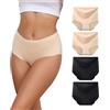 Dumwis Slip Donna Senza Cuciture, Mutande Vita Alta in Microfibra, Culotte Invisibili Morbide Intimo Sexy, Elasticizzate Comode Mutandine Briefs Pacco da 4 (S-3XL)