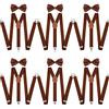 DIdaey Set di 12 bretelle da uomo e papillon marrone sfuso bretelle per uomo elastico Y schiena e papillon set per sposo testimoni dello sposo matrimoni eventi formali casual, Marrone, taglia unica