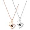 Generic Collana di proiezione della foto di forma di cuore argento sterling 925 Personalizzato Collana della foto Pendente commemorativo per la sua mamma Giorno di San Valentino fatto a mano