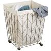 Honey Can Do Coastal Collection - Cesto portabiancheria in filo metallico con fodera in tela e ruote, colore: bronzo