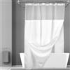 N&Y HOME Tenda da doccia lunga a nido d'ape, lunghezza 190 cm, con fodera in tessuto a scatto e ganci in metallo, stile hotel, impermeabile e lavabile, tessuto pesante e finestra superiore in rete