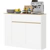 HOMCOM Credenza Moderno da cucina con 2 cassetti, Mobile con 3 scaffali aperti e 2 ante, per soggiorno, sala e Ingresso, Bianco/Legno | Aosom Italy