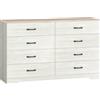 HOMCOM Cassettiera 8 Cassetti Moderna in Legno, 140x40x86 cm, Noce e Grigio Chiaro | Aosom Italy