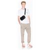 Armani Exchange One Block Up, Ribbed Crewneck with Contrast Color, Embroidered Logo T-Shirt, Bianco Sporco, L Uomo