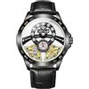 daxiaoyu Orologio da polso da uomo, con doppio tourbillon, con doppia lancetta dei secondi, con intarsio in zircone, completamente automatico, design unico, Nero, Bianco, Lusso