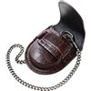Tiong Vintage Black/Brown PU Leather 45 mm Pocket Watch Pouch Men Storage Holder Pocket Watch Protector Stand with Chain for Men