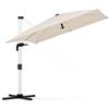 Arreditaly Ombrellone Decentrato 3X3 Metri Con Base A Croce Struttura In Alluminio Antiruggine Telo Impermeabile UV50+ Inclinabile Per Giardino Terrazza Patio E Piscina 300 x 300 x 260 Cm Beige