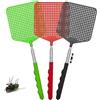 Bodiiwuliu 3 Pezzi paletta mosche,Estensibile Colorato Manuale Paletta Mosche,Portatile Scacciamosche Plastica,Paletta Mosche con Manico in Acciaio Inossidabile,per Mosche,Zanzare e Insetti(Negro,Verde,Rosso)