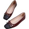 Generic SMYDM - Ballerine da donna con punta quadrata e fiocco, in pelle PU, comode, piatte, per ufficio, lavoro, colore: nero, blu navy, rosso
