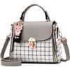 DORRISO Borsa da Donna Piccola a Mano Carino a Tracolla Viaggio Casual Reticolo Messenger PU Pelle Ragazze a Spalla Grigio