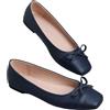 Generic SMYDM - Ballerine da donna con punta quadrata e fiocco, in pelle PU, comode, piatte, per ufficio, lavoro, colore: nero, blu navy, rosso