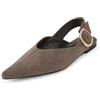 MISSCAI Slingback Donna a Punta Tacco 2 cm Scarpe Basse Comode | Ballerine donna, tallone aperto, fibbia regolabile, effetto scamosciato, scarpe basse eleganti per ufficio e tempo libero