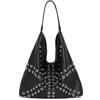 JRNDNIUO - Borse hobo con borchie da donna, borsa a tracolla in morbida pelle vegana con borchie, borse tote morbide