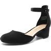 DREAM PAIRS Scarpe Tacco Blocco Donna Punta Tonda,Camoscio-Nero,41.5