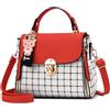 DORRISO Borsa da Donna Piccola a Mano Carino a Tracolla Viaggio Casual Reticolo Messenger PU Pelle Ragazze a Spalla Rosso
