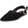 MISSCAI Slingback Donna a Punta Tacco 2 cm Scarpe Basse Comode | Ballerine donna, tallone aperto, fibbia regolabile, effetto scamosciato, scarpe basse eleganti per ufficio e tempo libero