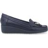Melluso Mocassino Donna con Zeppa in Pelle Blu Traforata