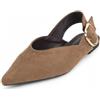 MISSCAI Slingback Donna a Punta Tacco 2 cm Scarpe Basse Comode | Ballerine donna, tallone aperto, fibbia regolabile, effetto scamosciato, scarpe basse eleganti per ufficio e tempo libero