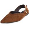MISSCAI Slingback Donna a Punta Tacco 2 cm Scarpe Basse Comode | Ballerine donna, tallone aperto, fibbia regolabile, effetto scamosciato, scarpe basse eleganti per ufficio e tempo libero