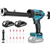Yofuly Pistola per Cartucce a Batteria Compatibile con Makita 18V, Pistola per Silicone con 2 Batterie e Caricabatterie, Elettrica 300ml, Luce LED, 6 Velocità, Set 6in1 Lisciatore per Giunti e Ugelli Incluso