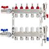 VANCOCO Collettore Riscaldamento Pavimento in Acciaio Inox 5 Circuiti, Eurokonus 16×2 mm, Kit Sfiato Veloce, Valvole a Sfera 1, Portata 5 L/min, Misuratore di Portata