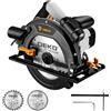 DEKOPRO Sega circolare per legno 1400W: DEKOPRO Sierra Circular con binario guida, 2 lame da sega Ø190mm (24T + 40T), 5500RPM, Profondità massima di taglio 65mm (90°), 43mm (45°), Ideale per Tagliare Legno